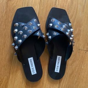 Black Steve Madden flats with spikes. Only worn 2 times.